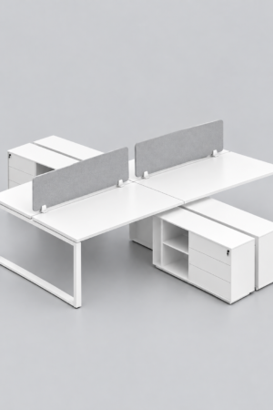 Elevate Series Cluster of 4 w/ Side Cabinet (Face-to-Face)