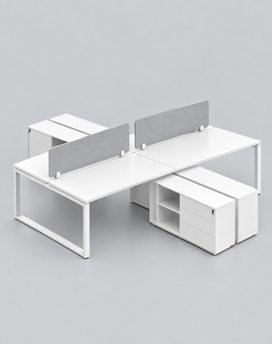 Elevate Series Cluster of 4 w/ Side Cabinet (Face-to-Face)